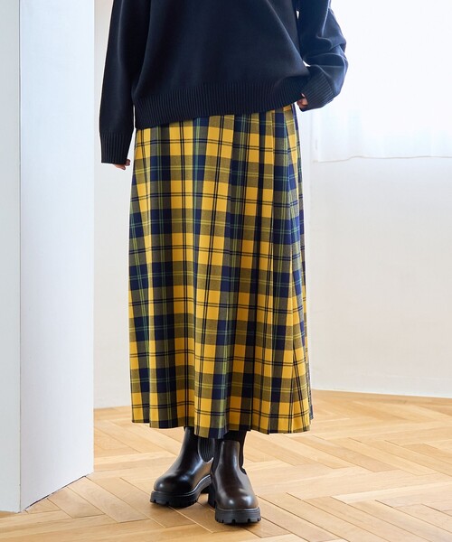 coen（コーエン） ロング スカート 「昨年大人気」TRチェックプリーツ