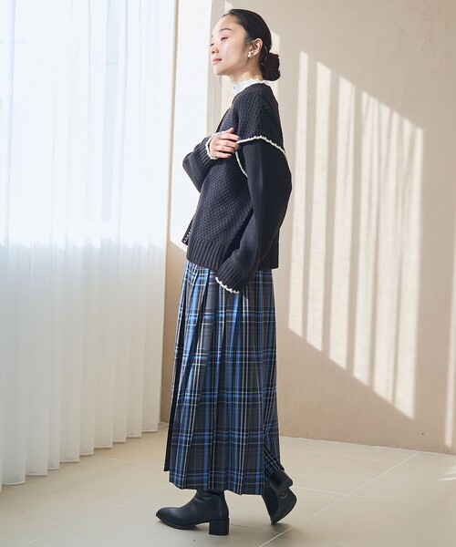 coen（コーエン） スカート 「昨年大人気」TRチェックプリーツスカート