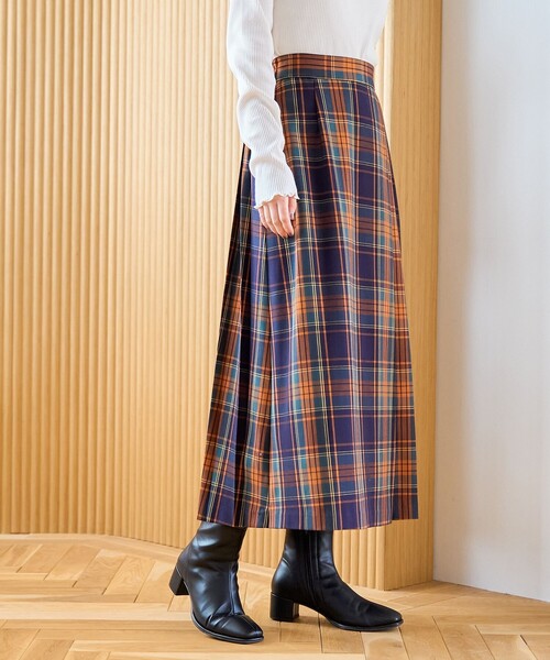 coen（コーエン） スカート 「昨年大人気」TRチェックプリーツスカート