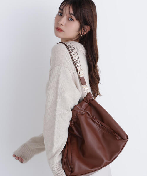 ナチュラルビューティーベーシック（NATURAL BEAUTY BASIC）/ギャザリングフェイクレザー2wayトートバッグ NATURAL BEAUTY BASIC（ナチュラルビューティーベーシック） トート
