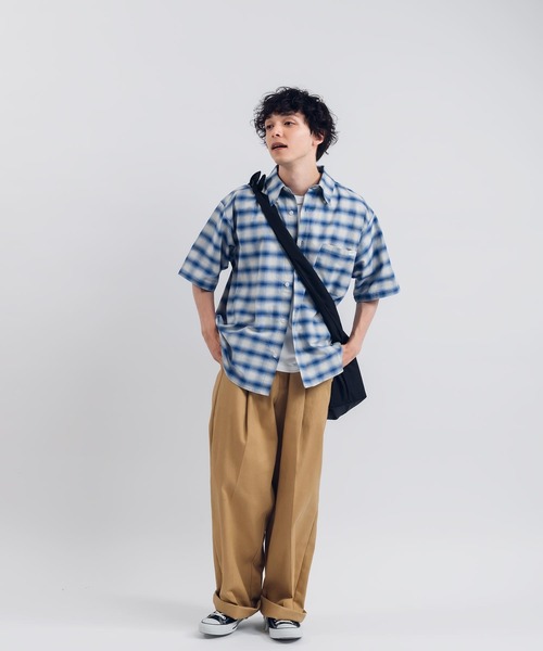「MUHET」 半袖シャツ LARGE サックスブルー レディース