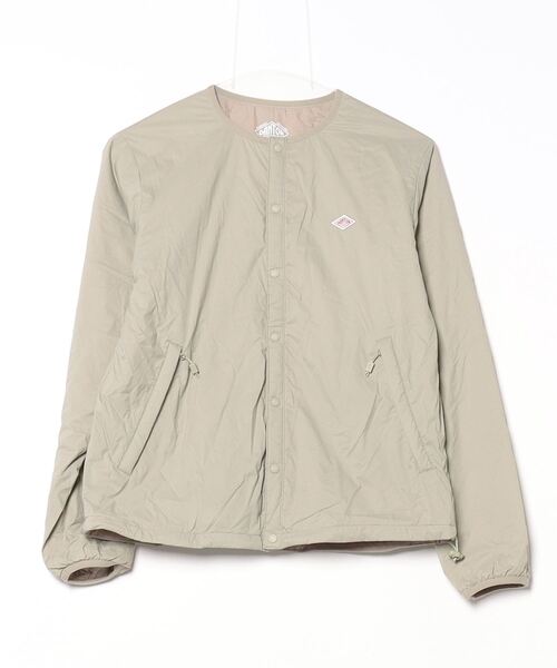 ダントンオリーブグリーン ノーカラージャケット DANTON＞フリース スナップ ジャケット（ノーカラージャケット