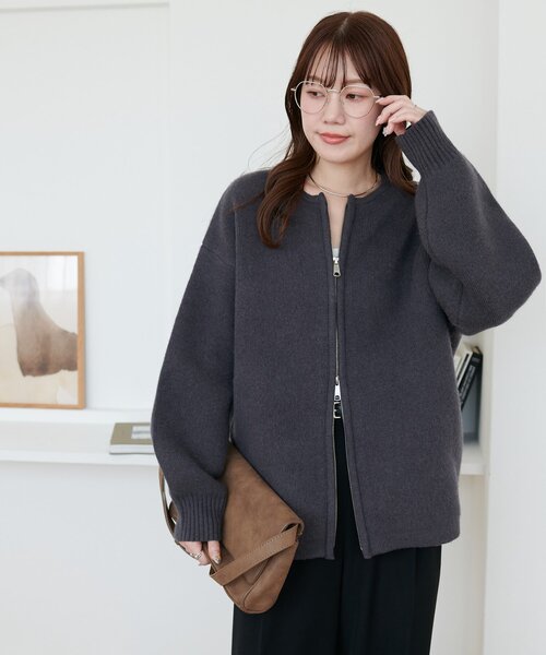 ミックスニットコート FREAK'S STORE（フリークスストア） カーディガン メタルフック