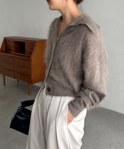 capricieux le'mage WOOL100ミンクタッチカーディガン CAPRICIEUX LE'MAGE（カプリシューレマージュ） カーディガン WOOL100