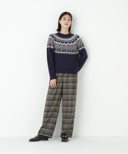 ヒューマンウーマン（human woman）/◆先染めチェックタックセミワイドパンツ human woman（ヒューマンウーマン） パンツ 先染めチェックタック