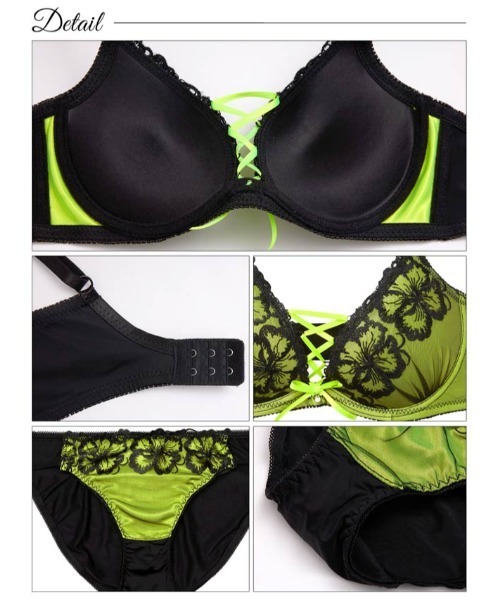 ブラジャー ショーツセット ネオンフラワースピンドル育乳脇高ブラジャー＆フルバックショーツ | ブランド登録なし | 09