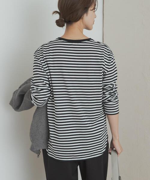 黒、白　ラウンドコットンカットソー レディース カットソー Tシャツ 綿 コットン 100% 半袖 長袖 丸首 V