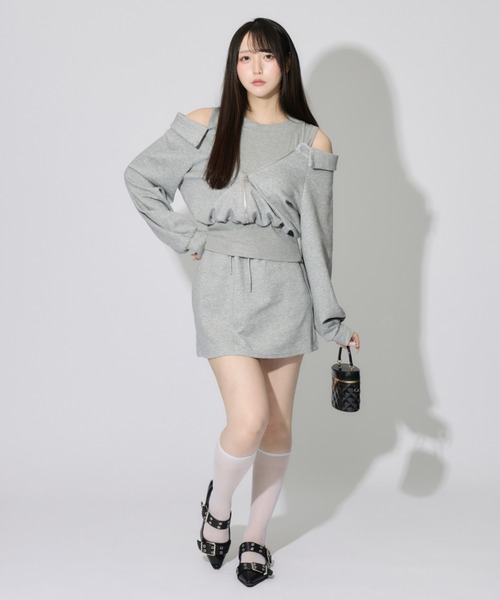 ALLuRing ChaRm セットアップ 夏 Layered Off-the-Shoulder Sweatsuit 