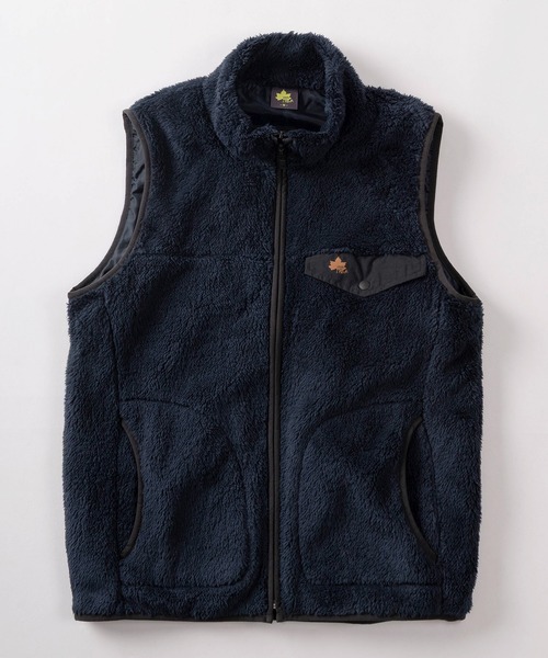 MARK&LONA2022年モデル 中綿ジップベスト ボア フリース 総柄 48 LOGOS ベスト ジレ 「71」「LOGOS PARK/ロゴス パーク」ワンポイント