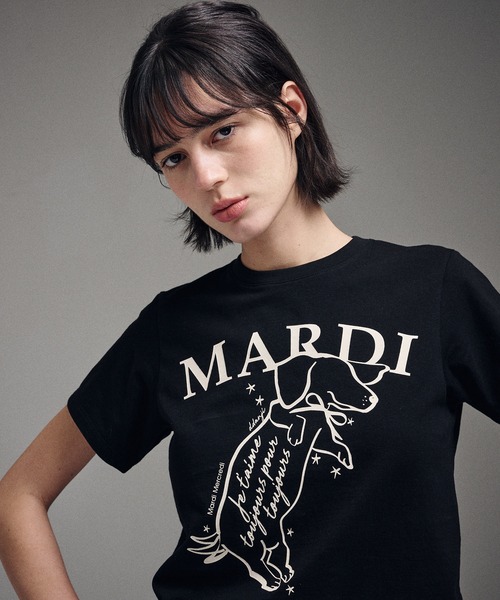 「Mardi Mercredi」 半袖Tシャツ FREE ホワイト×ネイビー レディース_画像9