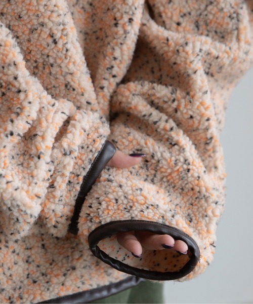 コート アウター ミックスカラーハーフZIPボアアウター レディース