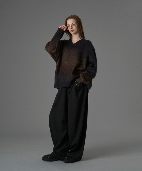 ニットジャガードＶネックプルオーバー♪美品38 ONCILY（オンシェリー） セーター ニット JACQUARD V-NECK KNIT