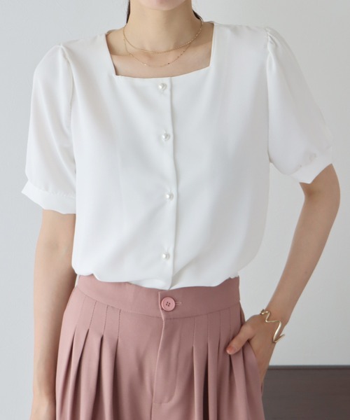 「BLUEEAST」 半袖ブラウス MEDIUM ブルーグレー レディース_画像5