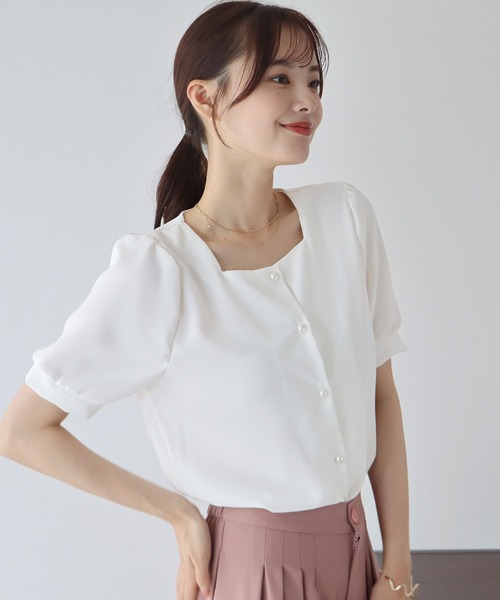 「BLUEEAST」 半袖ブラウス MEDIUM ブルーグレー レディース_画像7