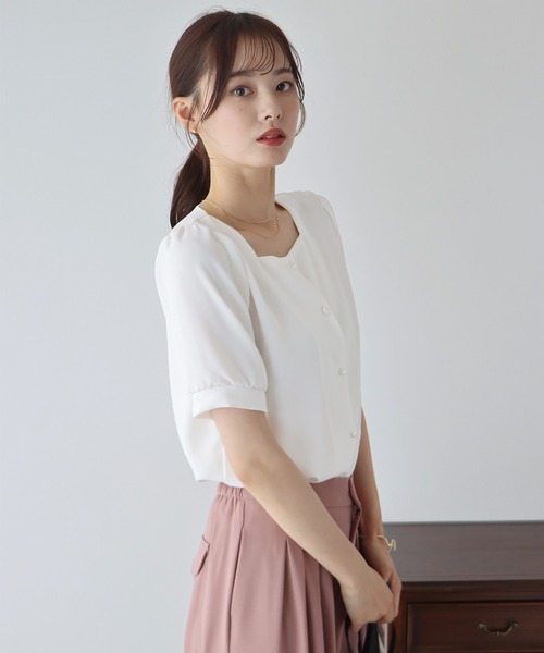 「BLUEEAST」 半袖ブラウス MEDIUM ブルーグレー レディース_画像8