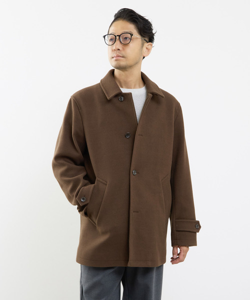 クルニ　メンズ　ノーカラーメルトンライダースコート　S MEN'S MELROSE ステンカラーコート コート 「WEB限定」テックメルトン