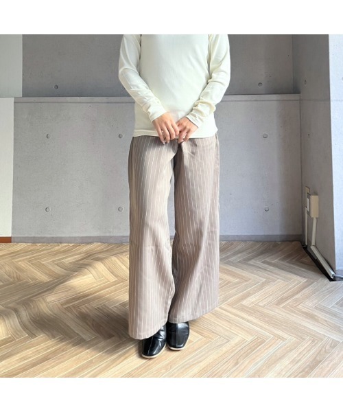 amini ワイドパンツ スラックス パンツ ピンストライプスラックス