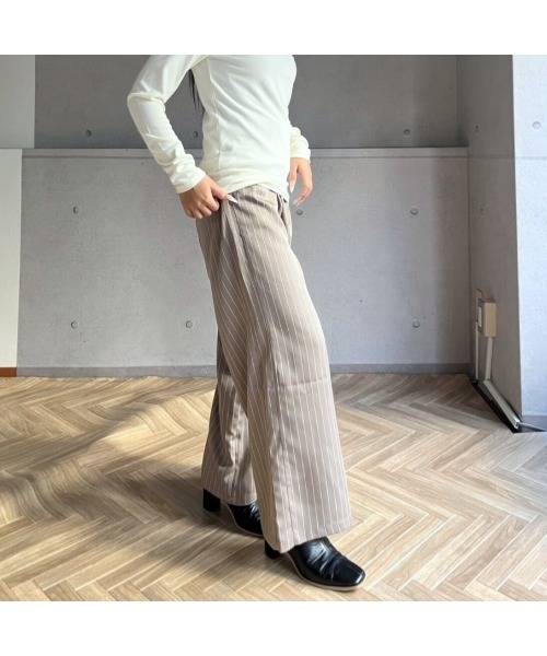 amini ワイドパンツ スラックス パンツ ピンストライプスラックス