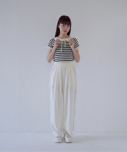 「Uenui」 半袖ニット FREE ブラック レディース_画像3