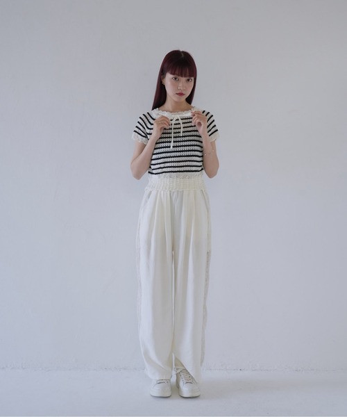 「Uenui」 半袖ニット FREE ブラック レディース_画像4