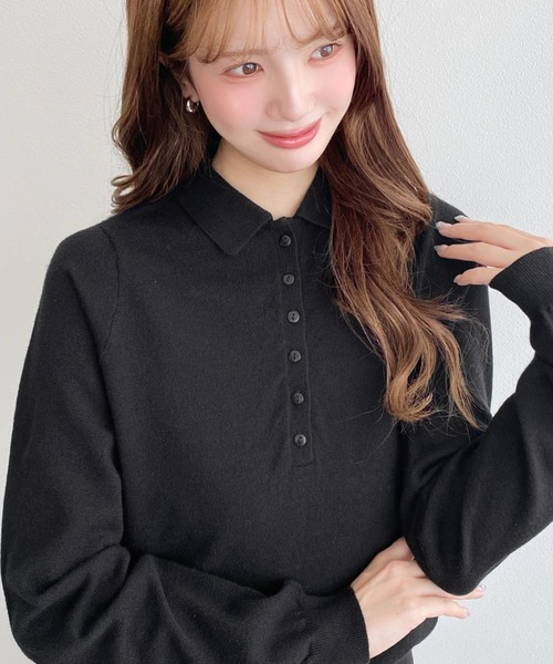 moment+ ニット セーター ポロニットプルオーバー レディース