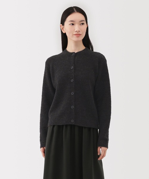 無印良品（MUJI） カーディガン 婦人 ウール混ブークレクルーネック
