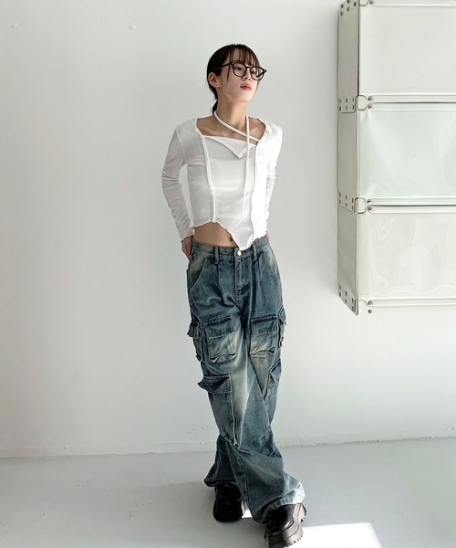 「FOLLOWIN」 長袖カットソー FREE ブラック レディース_画像2