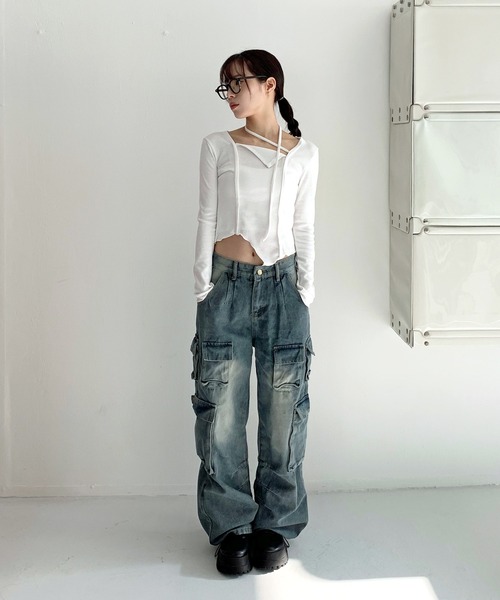 「FOLLOWIN」 長袖カットソー FREE ブラック レディース_画像3