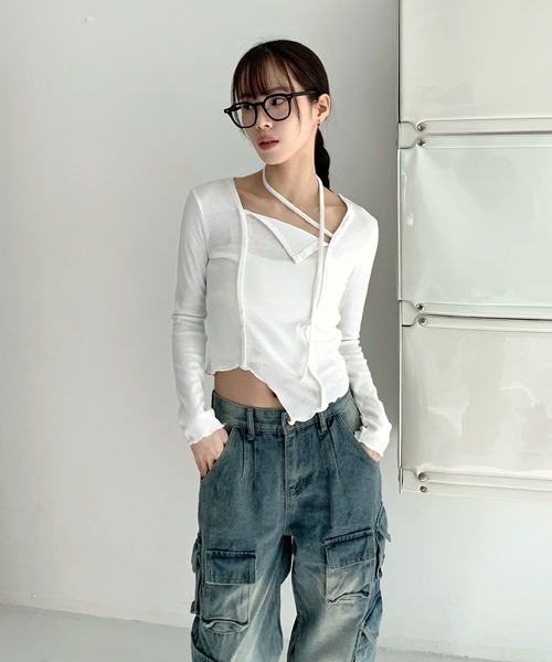 「FOLLOWIN」 長袖カットソー FREE ブラック レディース_画像5