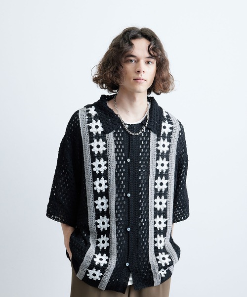 「JUNRED」 半袖シャツ M ライトグレー メンズ_画像2