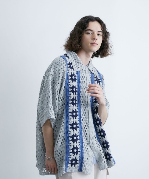 「JUNRED」 半袖シャツ M ライトグレー メンズ_画像5