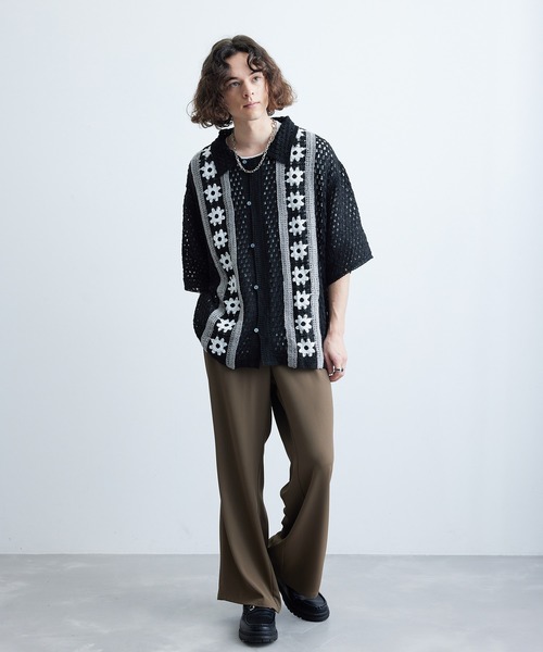 「JUNRED」 半袖シャツ M ライトグレー メンズ_画像8