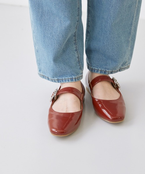 「menue」 フラットパンプス 25.5cm イエロー レディース_画像9