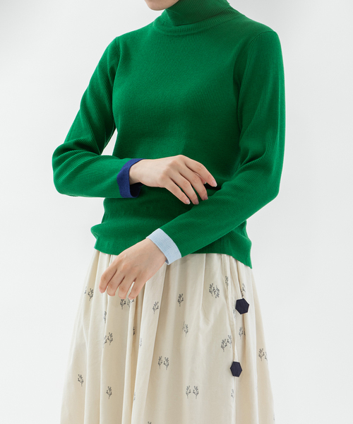 nop de nod（ノップドゥノッド） ニット セーター 袖口配色ラインリブ