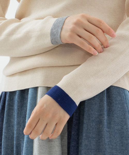 nop de nod（ノップドゥノッド） ニット セーター 袖口配色ラインリブ