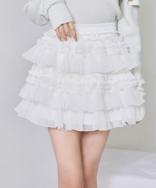 one after another NICE CLAUP スカート フリルティアードミニスカート