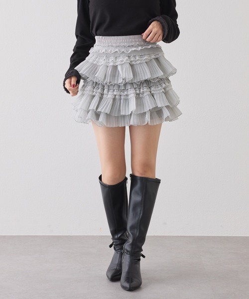 one after another NICE CLAUP スカート フリルティアードミニスカート