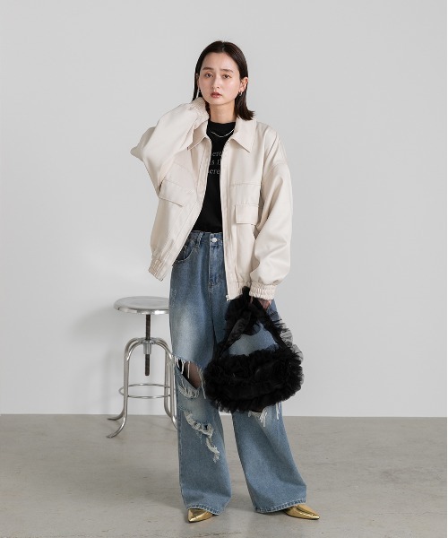 「ad thie」 ブルゾン FREE アイボリー レディース_画像7