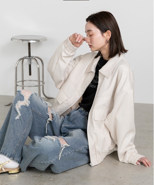 「ad thie」 ブルゾン FREE アイボリー レディース_画像8