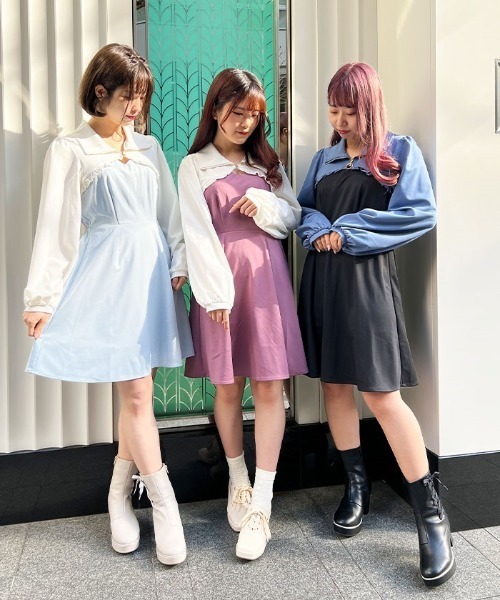 「axes femme POETIQUE」 長袖ワンピース MEDIUM ブラック レディース_画像5