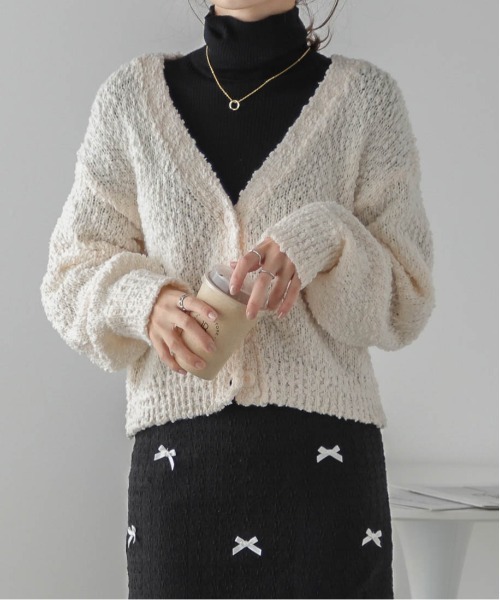 「SUGAR BISKET」 「La-gemme」ニットカーディガン フリー ブラック レディース_画像4