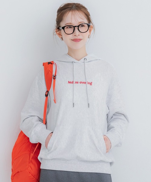 40裏毛ロゴ+刺繍コンパクトプルパーカ coca（コカ） パーカー ミニ裏毛刺繍ロゴプルパーカー レディース