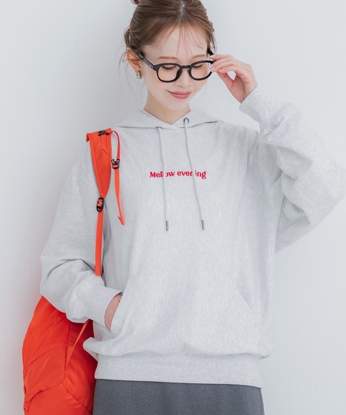 coca（コカ） パーカー ミニ裏毛刺繍ロゴプルパーカー レディース