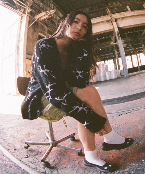 「HUF」 ニットカーディガン LARGE ブラック メンズの画像