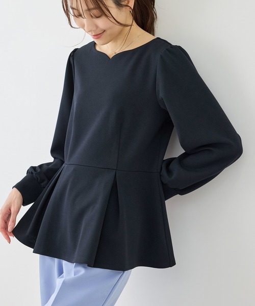 HEVE ハートネック　ペプラム　プルオーバー ROPE' PICNIC（ロペ ピクニック） tシャツ カットジョーゼットハート