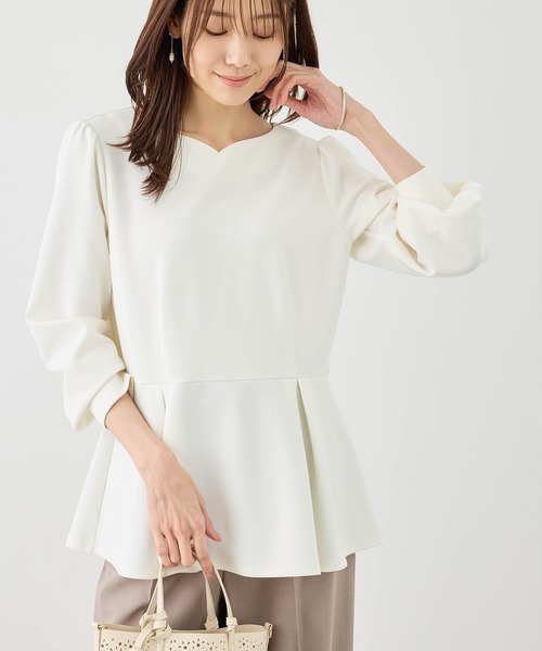HEVE ハートネック　ペプラム　プルオーバー ROPE' PICNIC（ロペ ピクニック） tシャツ カットジョーゼットハート