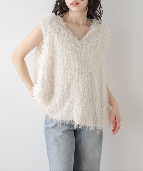 Cura Closet ベスト ジレ 夏 前後2WAYフリンジベスト レディース