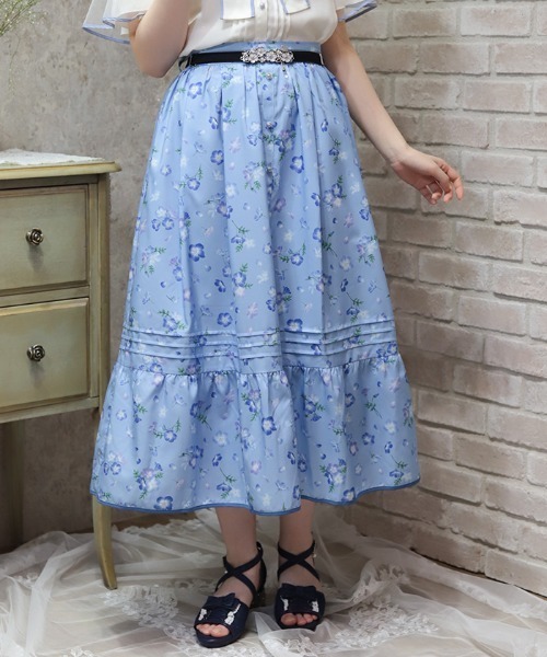 axes femme（アクシーズ ファム） スカート ネモフィラ柄連ボタン