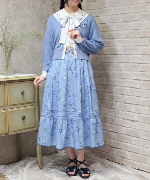 axes femme（アクシーズ ファム） ロング スカート ネモフィラ柄連