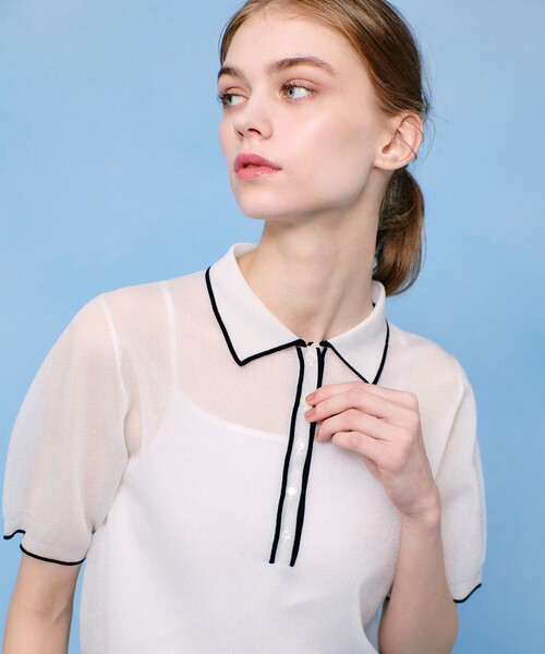 「LOULOU WILLOUGHBY」 半袖ニット 2 ブルー レディース_画像2